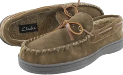 Clarks Men Warm Cozy Slip On Moccasin Winter Slippers Rudy