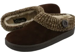 Clarks Women's Knitted Collar Clog Winter Slippers Angelina