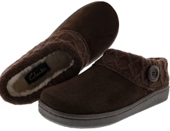 Clarks Women's Knitted Collar Clog Winter Slippers Angelina