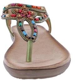 Patrizia Crema Wedge Thong Sandals By Spring Step