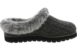 Skechers Women Wide Width Furry Cozy Open Back Slippers Ice Angel